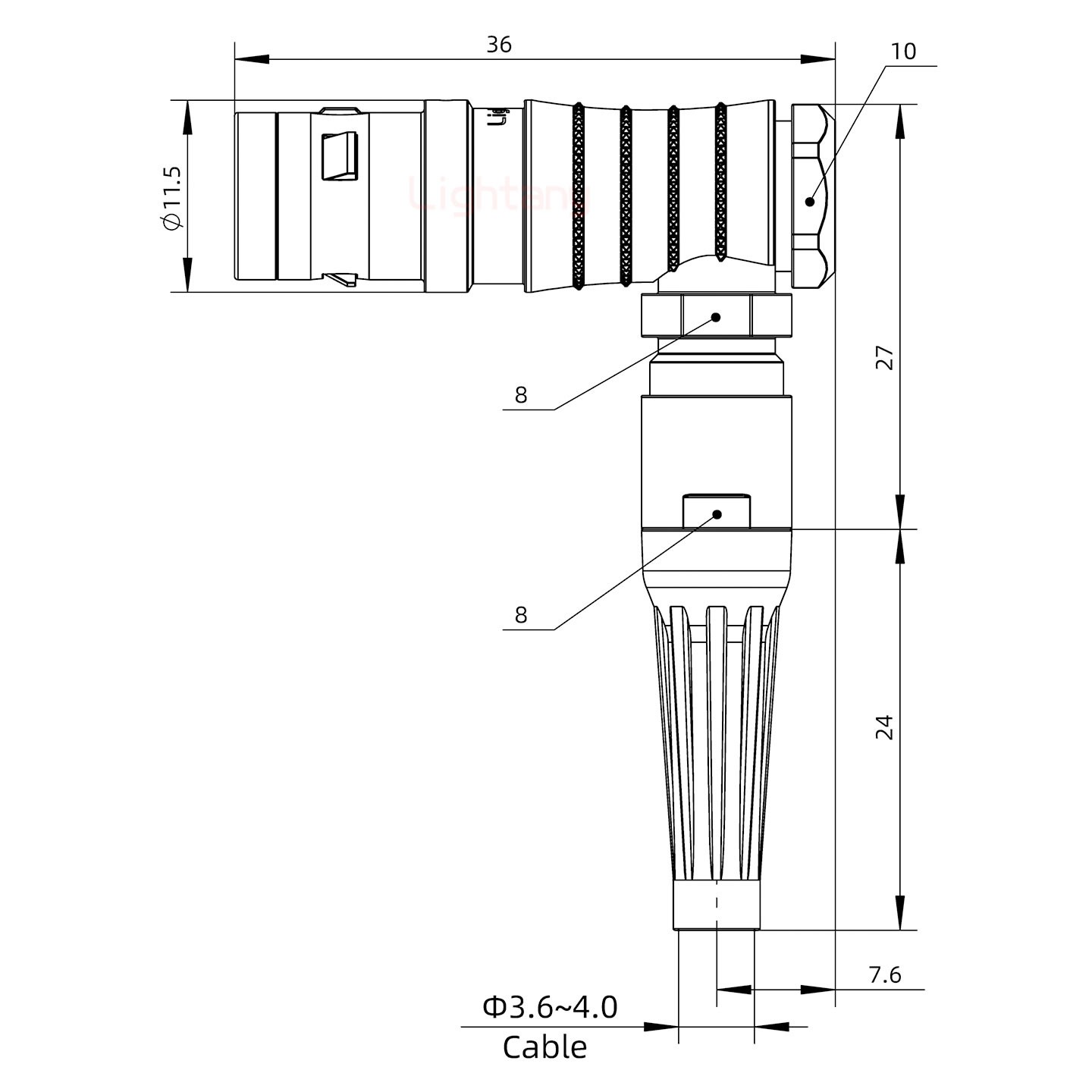 FHG.0K.007.CLAC40Z推拉自鎖帶護(hù)套彎式插頭