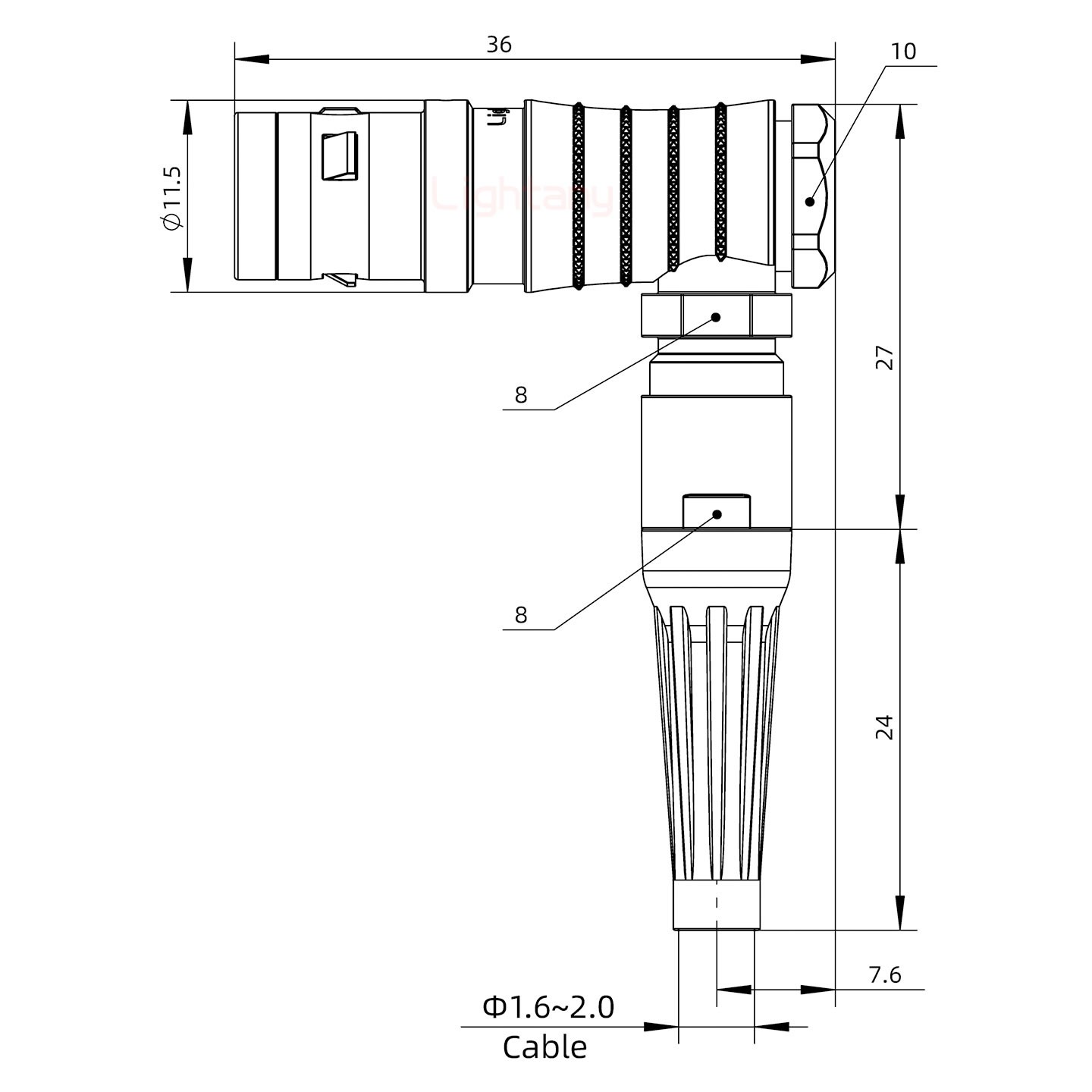 FHG.0K.002.CLAC20Z推拉自鎖帶護(hù)套彎式插頭