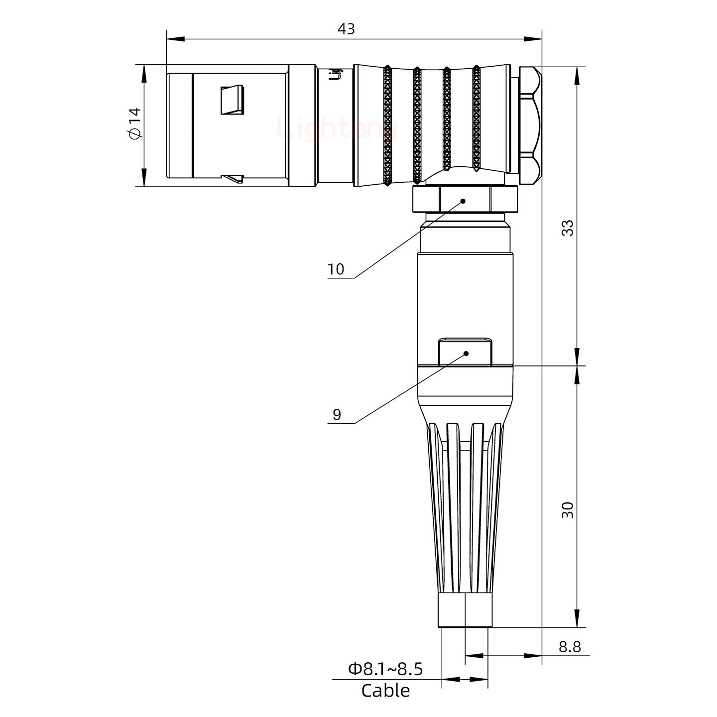 FHG.1K.003.CLAK85Z推拉自鎖帶護(hù)套彎式插頭