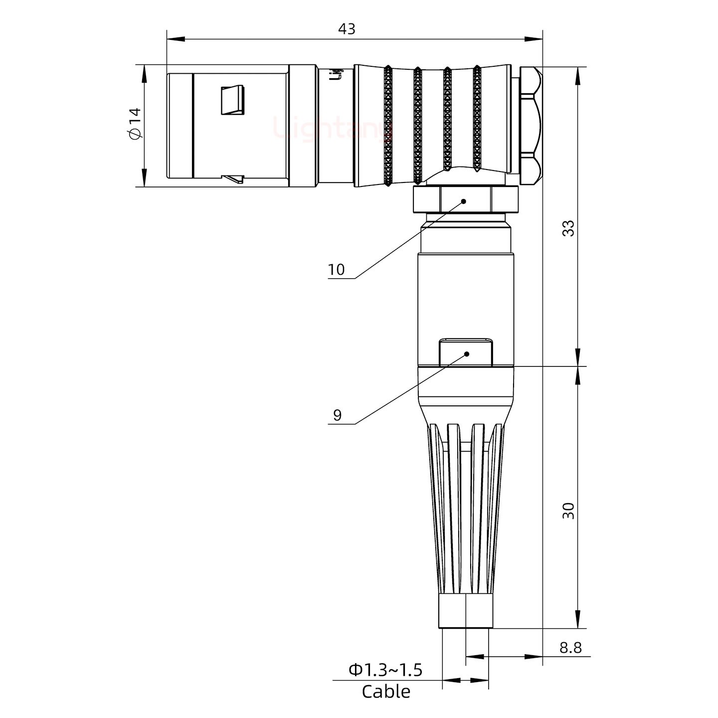 FHG.1K.006.CLAC15Z推拉自鎖帶護(hù)套彎式插頭