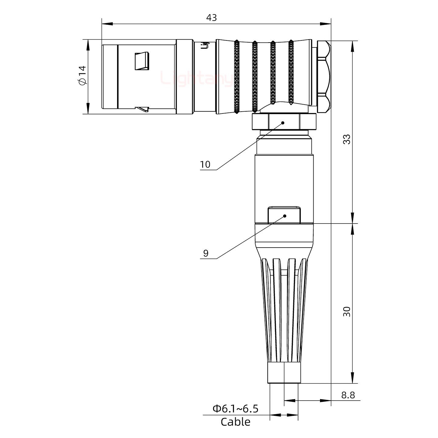 FHG.1K.007.CLAC65Z推拉自鎖帶護(hù)套彎式插頭